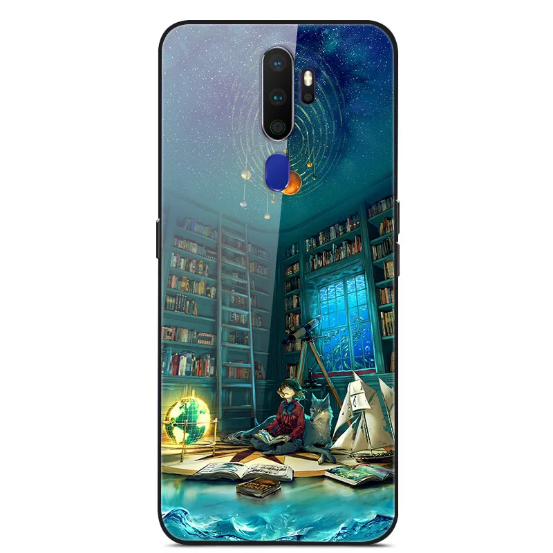Для OPPO A9 чехол жесткий стеклянный чехол для телефона чехол для Funda OPPO A5 A9 Чехол Мягкий ТПУ бампер закаленное для OPPO A5