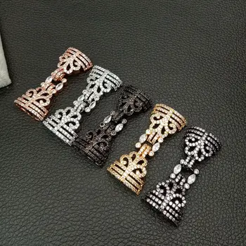 

Cubic Zircon Micro clasp 26x55mm golden plated