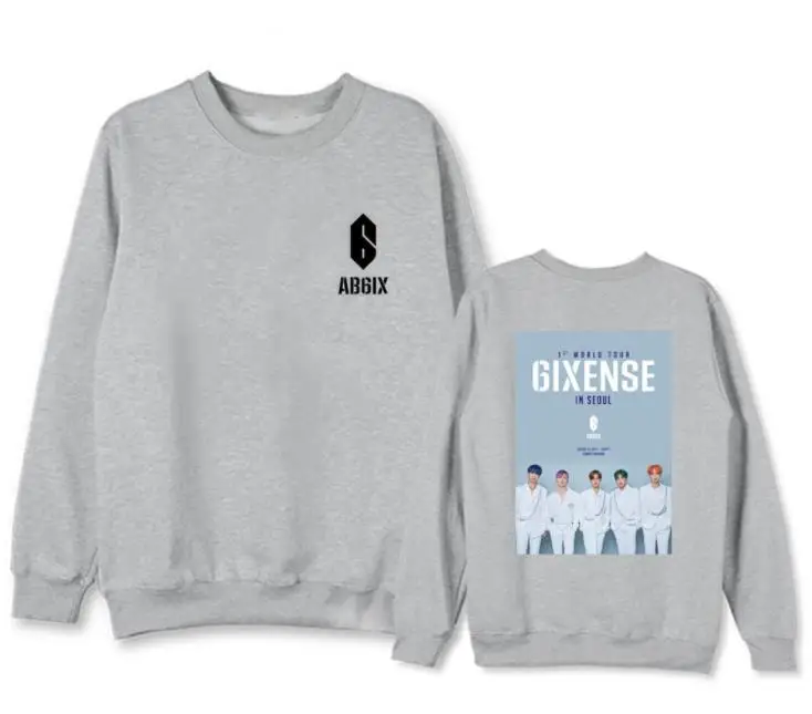 Ab6ix world tour 6ixense одинаковые толстовки с круглым вырезом и фотопринтом для всех членов kpop унисекс флисовый/тонкий пуловер Толстовка - Цвет: thin