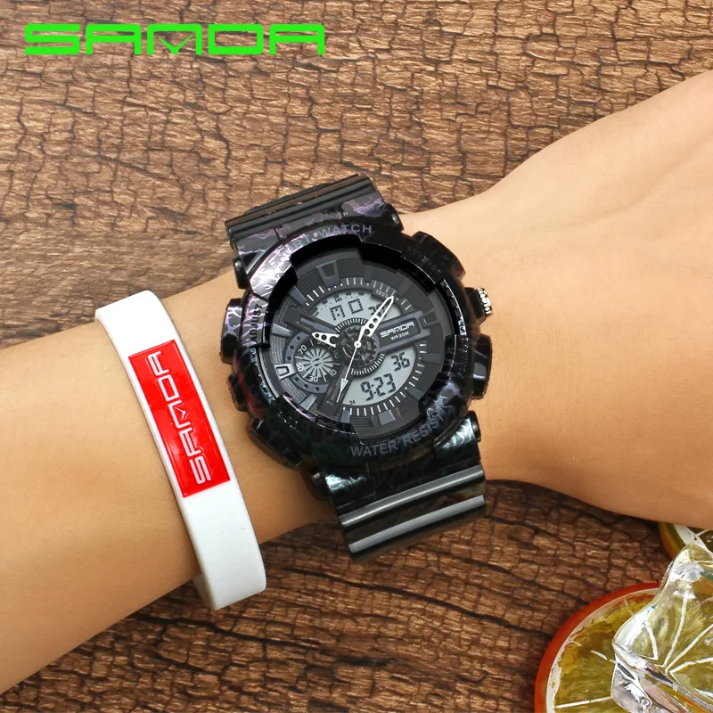 

SANDA Watch Waterproof Sports Outdoor Man's And WOMAN'S Watch Students Multi-functional Large Dial Watch Cool Harajuku Electroni
