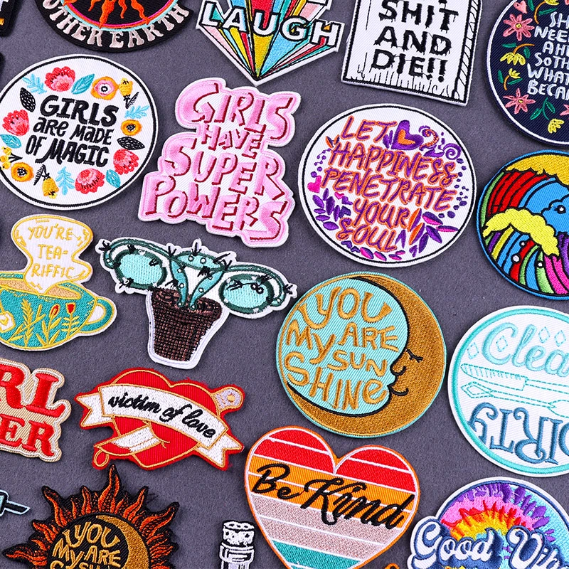 Parches bordados de letras Diy/coloridos brazalete de moda, parches para ropa de chaqueta vaquera|Parches| -