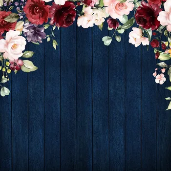 

5X7ft Vinyl dark blue florals Photography Background Computer Printed Thin Photographic Backdrops For Photo Studio