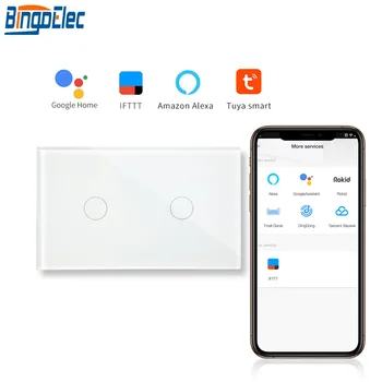 

Bingoelec WIFI 2 Gang 1 Way Touch Switch US Standard Smart Automation Wall Switch Wireless Control By Tuya Support Google Home