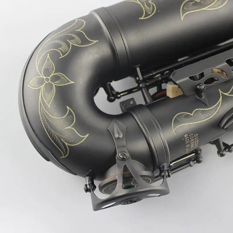 Professional Musical Instruments SUZUKI Alto Saxophone E Flat Matte Black Nickel Plated Surface Sax For Students