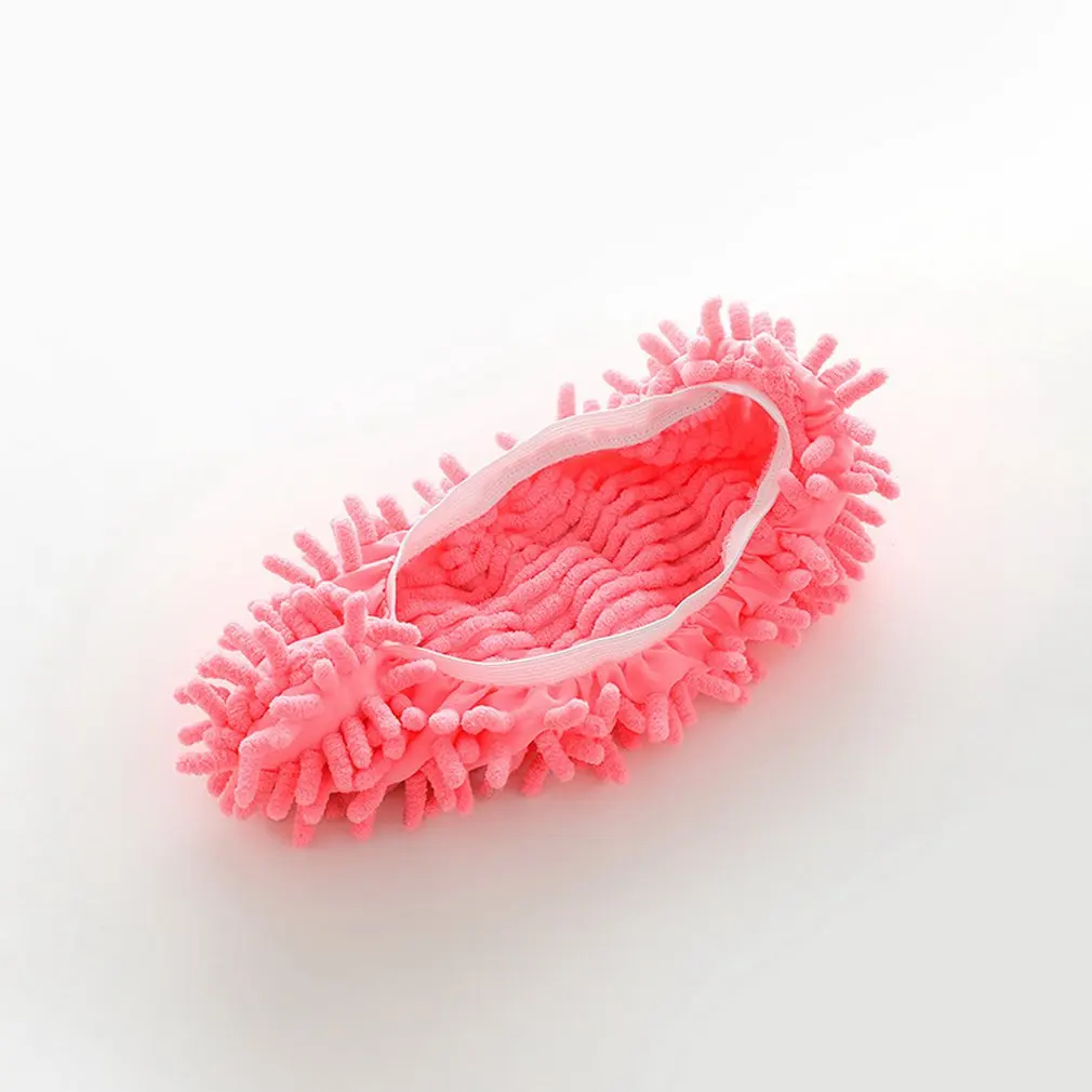 Многофункциональные тапочки со шваброй для пыли; Моющиеся Многоразовые носки для ног из микрофибры; инструменты для чистки пола; покрытие для обуви - Цвет: Розовый