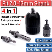 SDS Plus Shank – clé à chocs 2 en 1, marteau ordinaire, adaptateur hexagonal, convertisseur carré, douille 1/2 "UNF mot clé, perceuse, mandrin D30