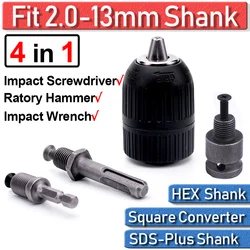 SDS Plus Shank – clé à chocs 2 en 1, marteau ordinaire, adaptateur hexagonal, convertisseur carré, douille 1/2 "UNF mot clé, perceuse, mandrin D30 