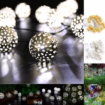 

Holiday Lights with 20-head Metal Hollow-out Ball Battery Box Christmas Lights with Christmas LED Festive Decorative Lights
