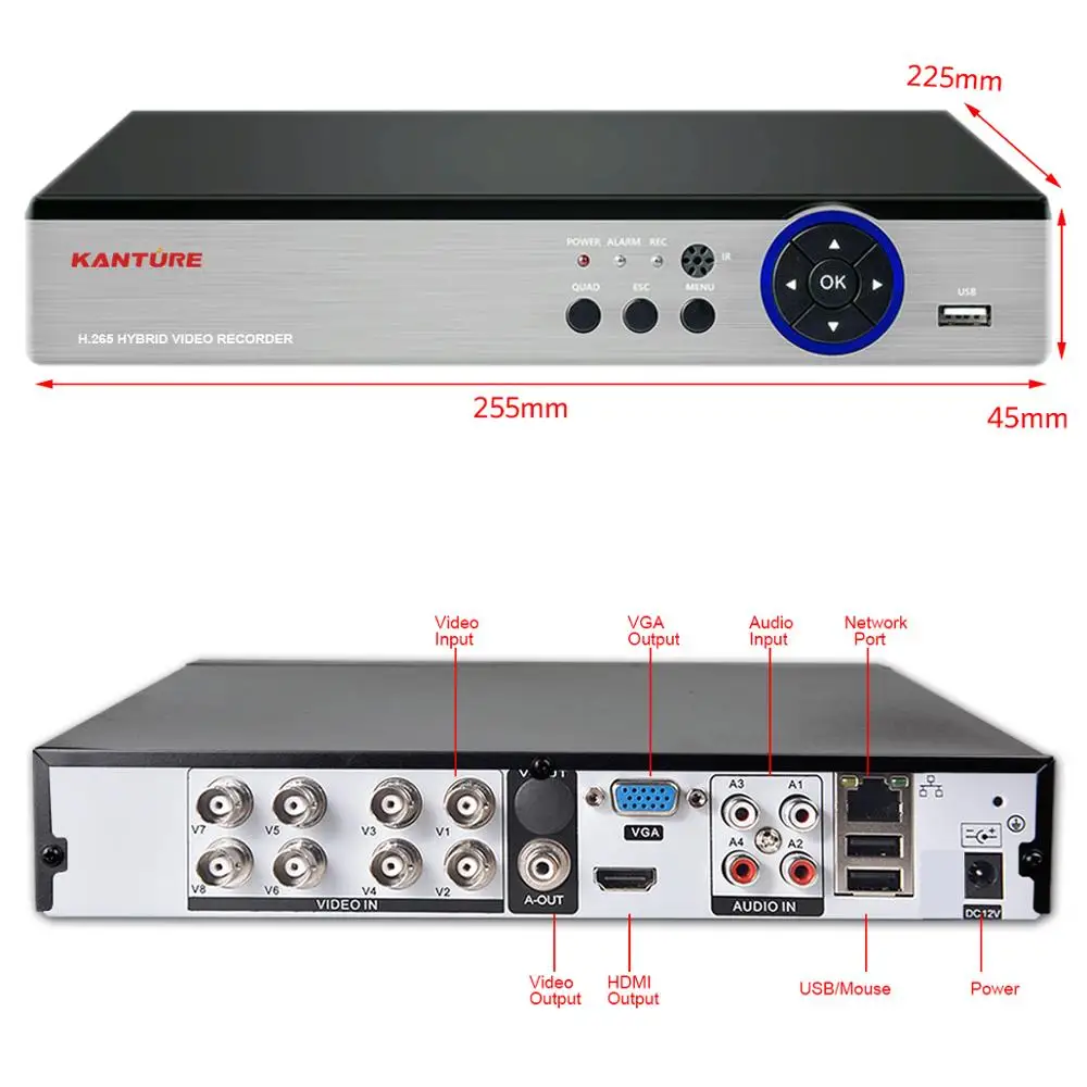 KANTURE h.265+ 8CH 5MP система видеонаблюдения 5MP камера безопасности Система IP66 Антивандальная Крытая уличная камера система ночного видения