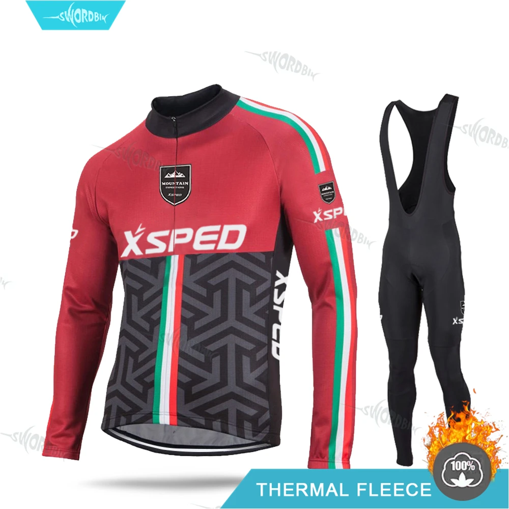 

Bianchiing Winter Cycling Jersey Set Men Thermal Fleece Racing Bike Cycling Clothing Mountian Bicycle Cycling Suit Ropa Ciclismo