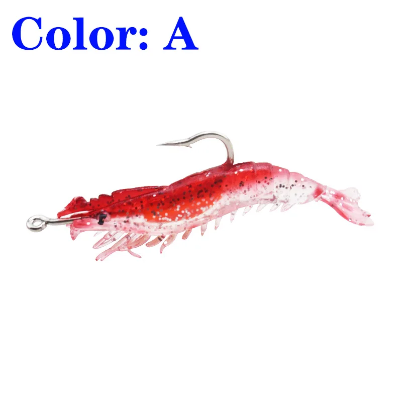 1Pcs Luminous Soft Shrimp Simulation Fishing Lure Shrimp Prawn Bait Artificial Trout Bait Fishy Smell Single Hook Tackle Jig