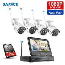 SANNCE 1080p HD Беспроводная система безопасности 10," ЖК-экран 4 шт. 2.0MP открытый Wifi ip-камера набор камер наблюдения
