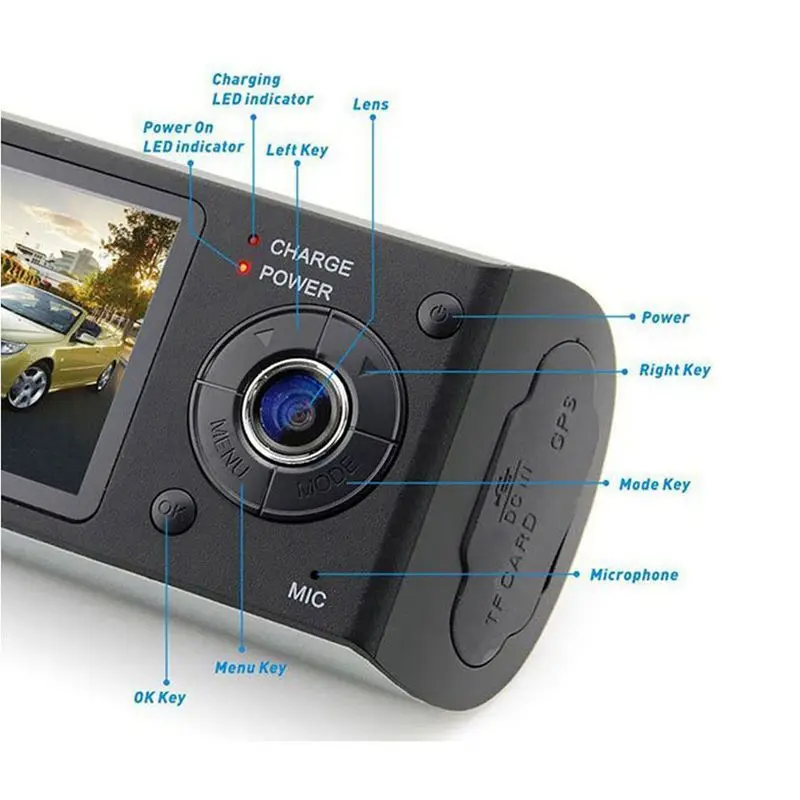 G-Сенсор с режимом ночной съемки, g-сенсором и Двойной объектив Gps Камера Hd Автомобильный видеорегистратор Даш Cam автомобильная видео Регистраторы