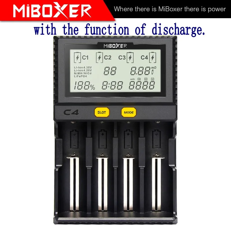 MiBoxer C4 Battery Charger Fourth Slot Can Discharge To Test True Battery Capacity battery charger,battery charger adapter