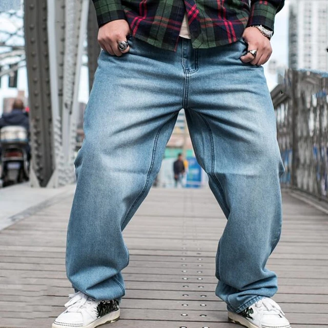 Men Hip Hop Jeans Skateboard Baggy Denim