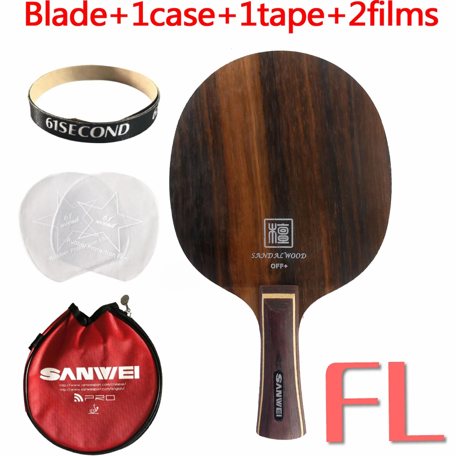 FL with 1 case Sanwei H5 сандаловый деревянный H-5 Ebony-5 Attack-Loop OFF+ лезвие для настольного тенниса для ракетки для пинг-понга - Цвет: FL with 1 case