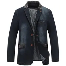  Plus Size Men's Jackets Denim Outwear Spring Autumn Men Clothing Male Blazers Suits Jeans Patchwork Leather Slim Fit Coat  MY190 