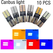 10 PCS T10 LED Bulb Canbus 5W5 Car W5W LED Signal Light 12V 6000K License Plate Lights 4014 24SMD White