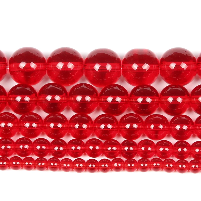 Natural Stone Smooth Red Glass Charm Round Loose Beads For Jewelry Making Needlework Bracelet Diy Strand4-12MM | Украшения и