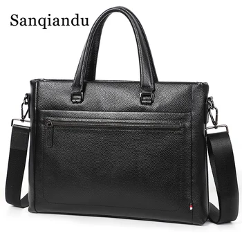 

2019 New Fashion Bag Men Briefcase Genuine Leather Men Bags Business Brand Male Briefcases Handbags Wholesale High Quality Bag