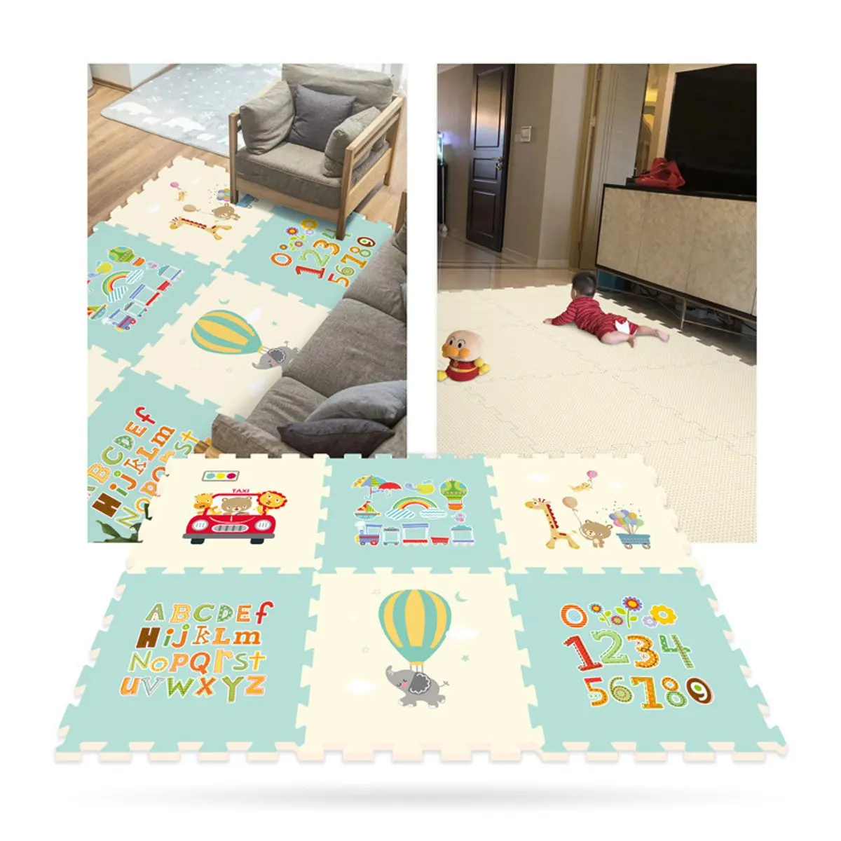 

180x120cm 6PCS Baby Crawling Mat Thick Children Cartoon Play Mat Moisture-proof Game Gym Rug Kids Carpet Playmat Baby Room Decor