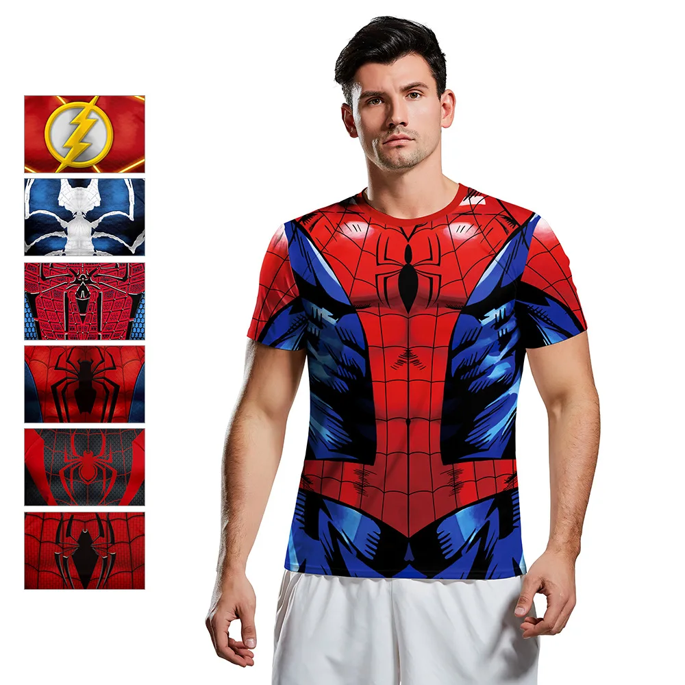 Cross-border Foreign Trade 2019 New Spider-Man 3D Digital Print T-shirt Big Size Men and Women's Dress One piece | Спорт и