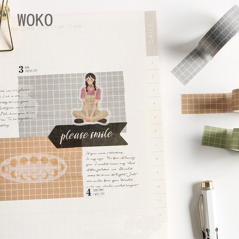 WOKO 10 рулонов Базовая окрашенная сетка черный Белый Английский Моранди коллаж