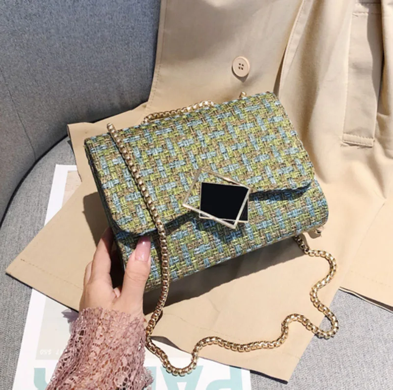 Новое поступление, женская кожаная сумка-мессенджер с цепочкой через плечо, сумка на плечо, сумочка, кошелек - Цвет: Зеленый