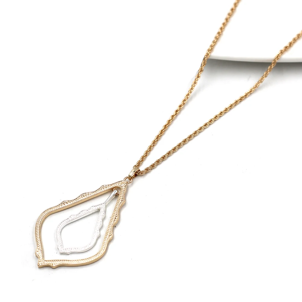 Silver in gold out Модные большие двойные капли воды ожерелье кулон для женщин - Окраска металла: Silver in gold out
