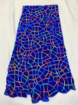 

High Quality Velvet Lace Fabrics Nigerian Tulle Lace Fabric Latest African French Lace Embroidery Sequins Lace Fabric