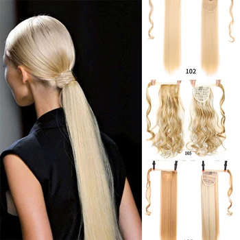 

DIANQI 24 inch New super long strap clip women's wig black brown white blond long straight hair ponytail extended headwear