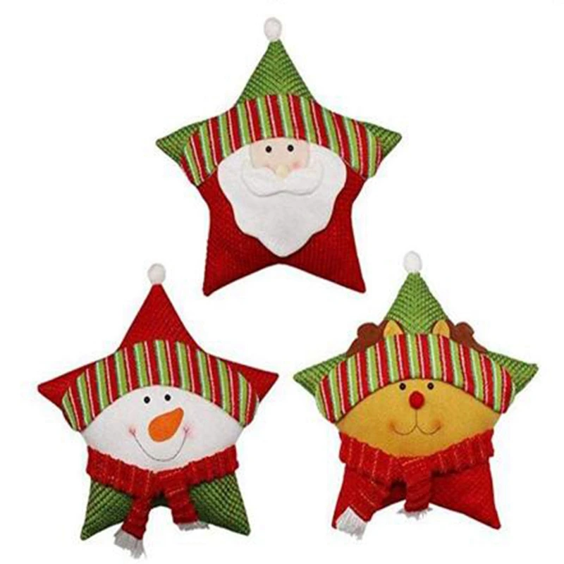 Рождественская Подушка с пятиконечной звездой рождественские товары украшение окна, Набор Санта, снеговик и олень, 3 упаковки