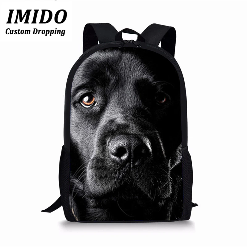 IMIDO, животные, черная собака, большой дог/мопс, Питбуль/Французский бульдог, с принтом, детские школьные сумки для учеников начальной школы, сумки для книг
