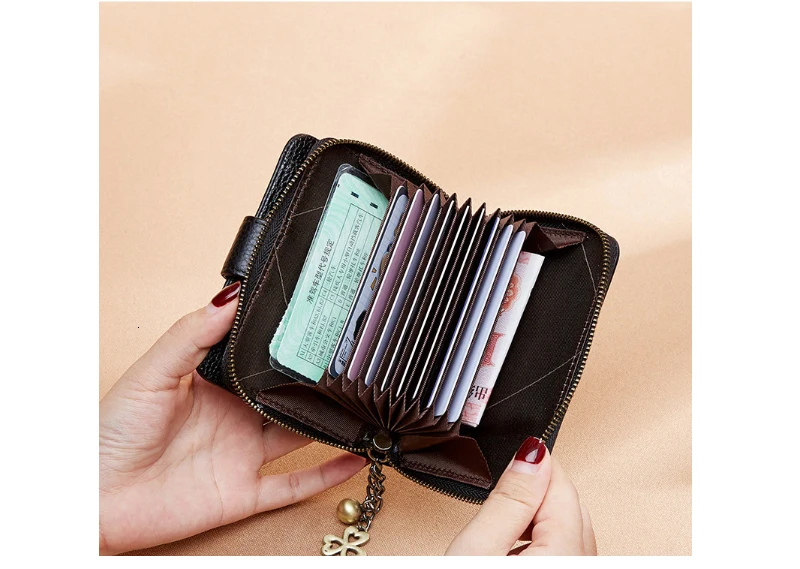 Модный кошелек из натуральной кожи, женские кошельки и кошельки, Rfid держатель для карт, женский короткий клатч, сумочка для монет на молнии, Cartera