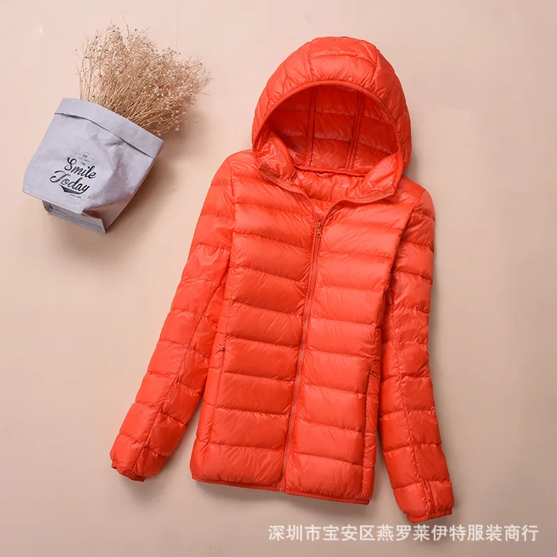 Thin down Jacket Women's Short Stand Collar Hooded Korean-style Autumn And Winter WOMEN'S Coat Low Price Promotion