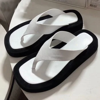 

Summer thick bottom sandals women flat heel casual vacation beach Shoes real leather flip flops outdoor slippers zapatos mujer