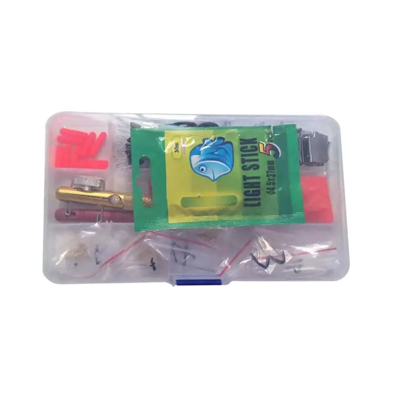 

Fishing Tool Kit 15 Slot Box Barbed Fishhook Space Beans Float Rest Decoupling Device Cutter Snap Set