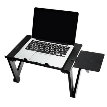 

Adjustable Laptop Desk Double Fans Ergonomic Portable Bed Lapdesk Tray PC Table Stand Notebook Table Desk Stand With Mouse Pad