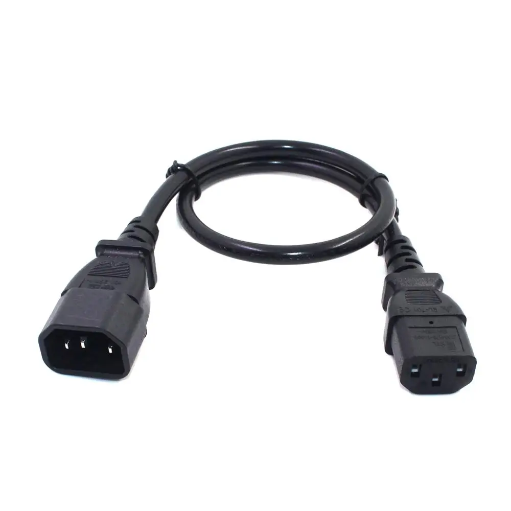 ACT Stroomkabel C13 naar C14 Verlengkabel voor Koude Apparaten PC, PDU, Netsnoer 230V, Lengte 0.9m IEC Voedingskabel Male naar Female 3 Pin Verlengsnoer - AK5165 Zwart