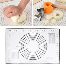 Силиконовый коврик для выпечки, коврик для раскатки теста с измерениями, нескользящий коврик для выпечки(60x40 см черный