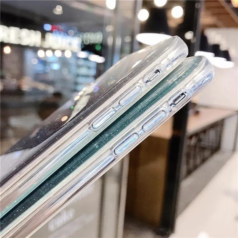 Блестящий градиентный Прозрачный Красочный чехол для телефона для iPhone 11Pro Max X XR XS Max 7 8 6 6s Plus прозрачный Блестящий Мягкий ТПУ чехол