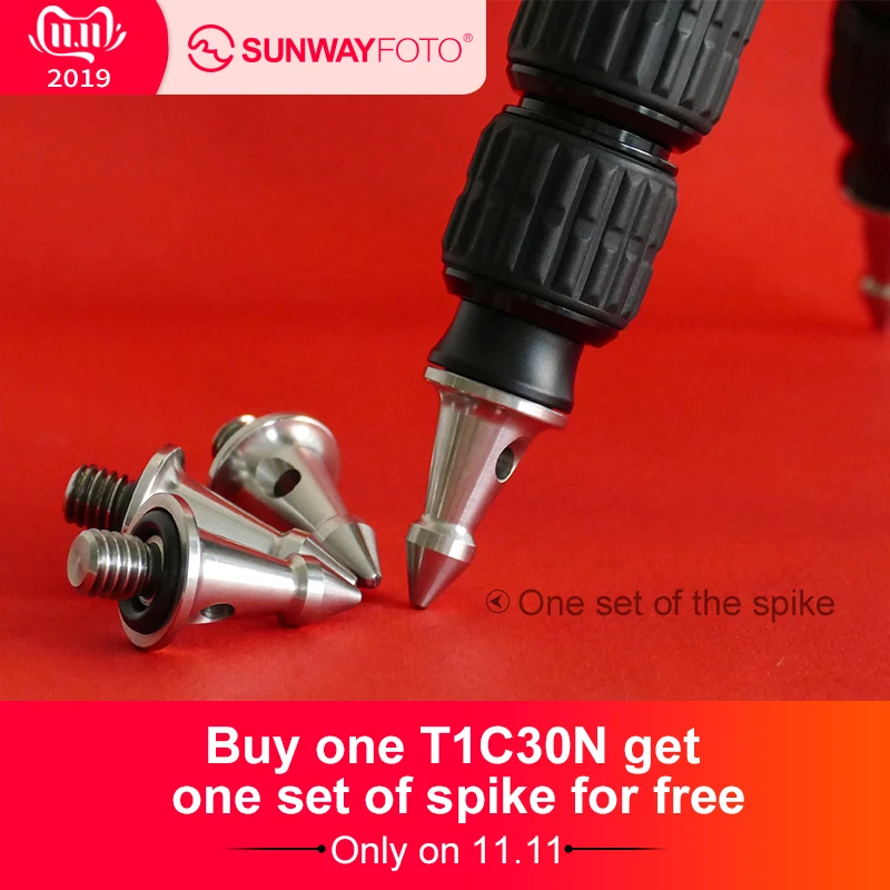 SUNWAYFOTO SKU TP-01, Универсальный штатив с шипами для камеры 3/8, штатив из нержавеющей стали, аксессуары для штатива T1C30N T2C40C