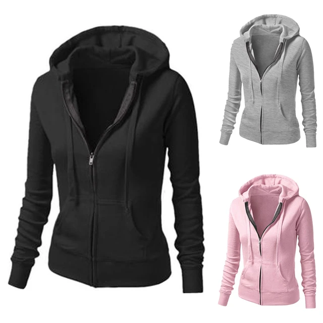 Sudadera con capucha negra con cremallera para mujer, chaqueta de invierno,  sudaderas con capucha de gran tamaño, ropa informal de moda, jersey de  manga larga - AliExpress