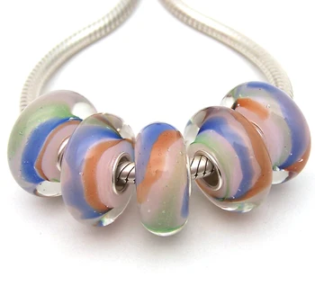 

JGWG1651 5X 100% Authenticity S925 Sterling Silver Beads Murano Glass beads Fit European Charms Bracelet diy jewelry Lampwork