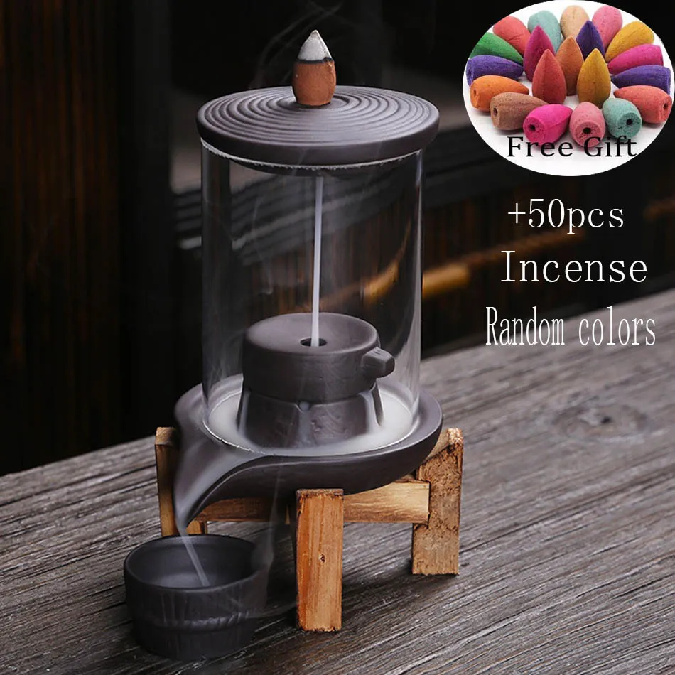 Handmade Ceramic Incense Burner Smoke Waterfall Backflow Living Room Decor Holder Feng Shui Decoration | Дом и сад