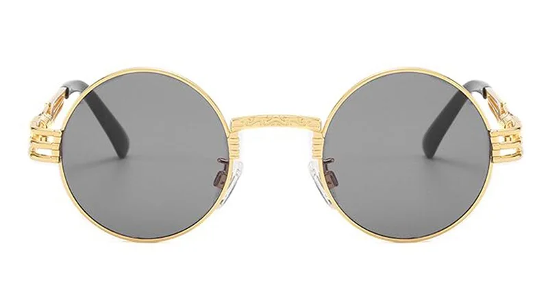MAXJULI Steampunk Round Sunglasses for Men Women Alloy Eyeglasses Circle Shape Brand Designer Sun glasses Mirror UV_voghion.com