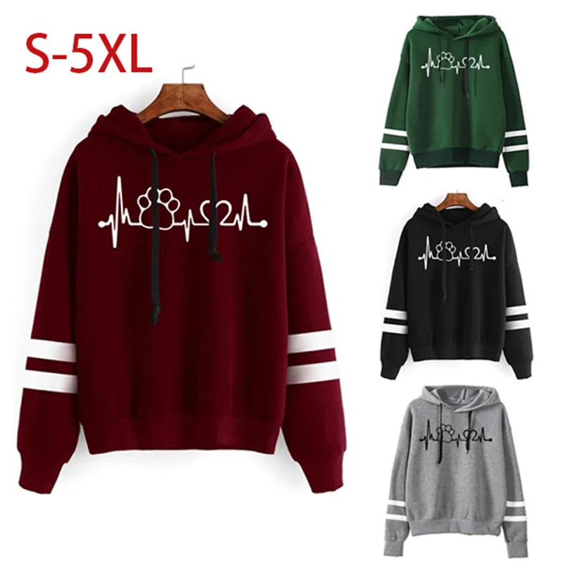 

Spring and Autumn Women New Striped Style Printed Sweatshirts Long Sleeve Hooded Hoodie Arrival Sweatshirt Men Hooded Pullover