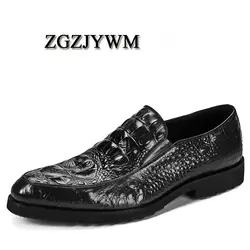 ZGZJYWM/Высококачественная обувь из натуральной кожи с острым носком; красная/черная резинка; свадебные мужские оксфорды с крокодиловой