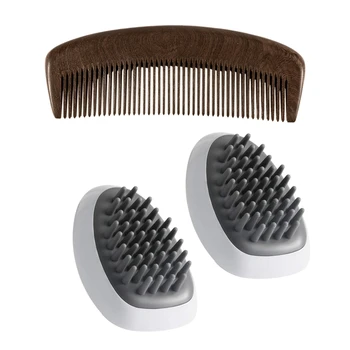 

3 Pcs Accessories: 1 Pcs Natural Health Care Sandalwood Hair Comb & 2 Pcs Massage Hair Brush, Shampoo Shower Brush