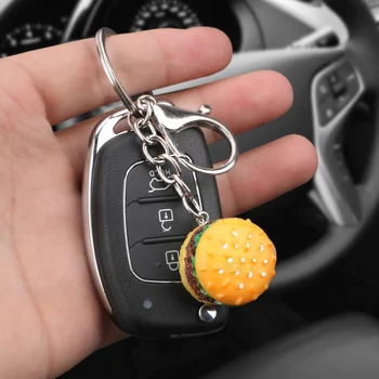 

1PCS Creative Simulation Hamburger Key Chain Pendant Car-styling Car Accessories Car Key Ring